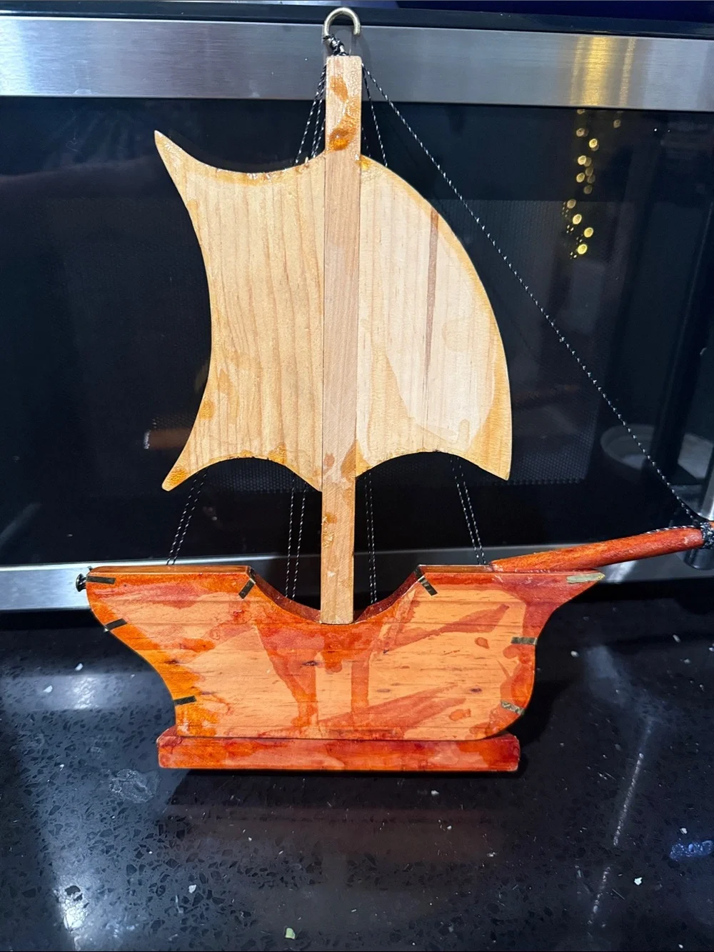 Wooden Sailboat Wall Hook - Brown and Natural